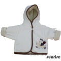 baby knitwear-velour pramcoat with hood